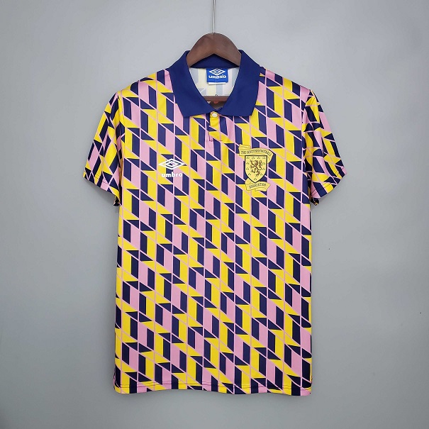 AAA Quality Scotland 91/93 Away Yellow/Pink Soccer Jersey